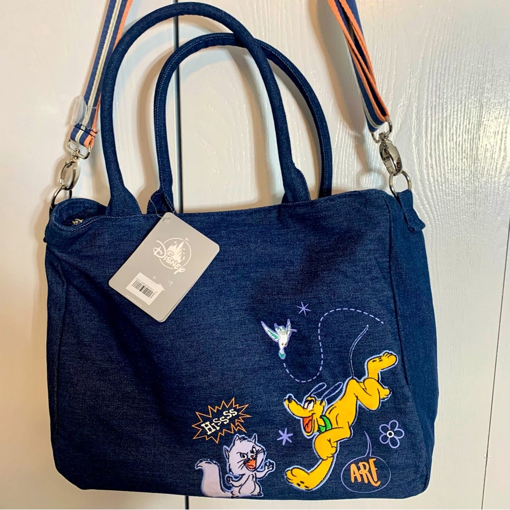 NWT. Disney Critters Chaos Collection Fashion Denim Tote Bag. Denim bag
